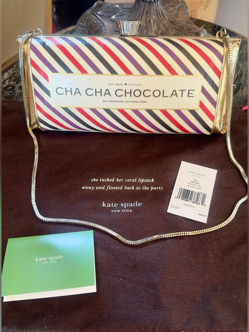 AUTHENTIC Kate Spade New York Cha Cha Chocolate Clutch w/Dust Bag
